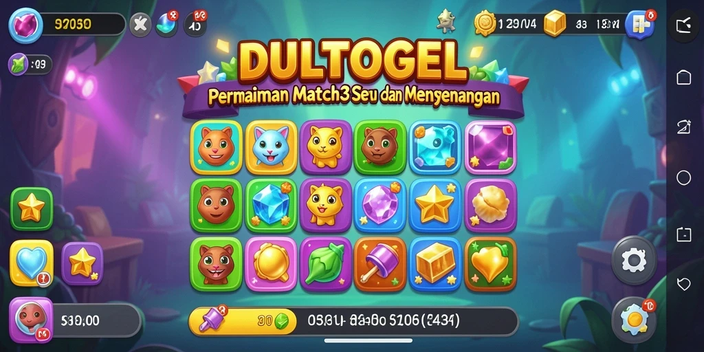 Screenshot gameplay DULTOGEL dengan kombinasi Match-3 yang seru.