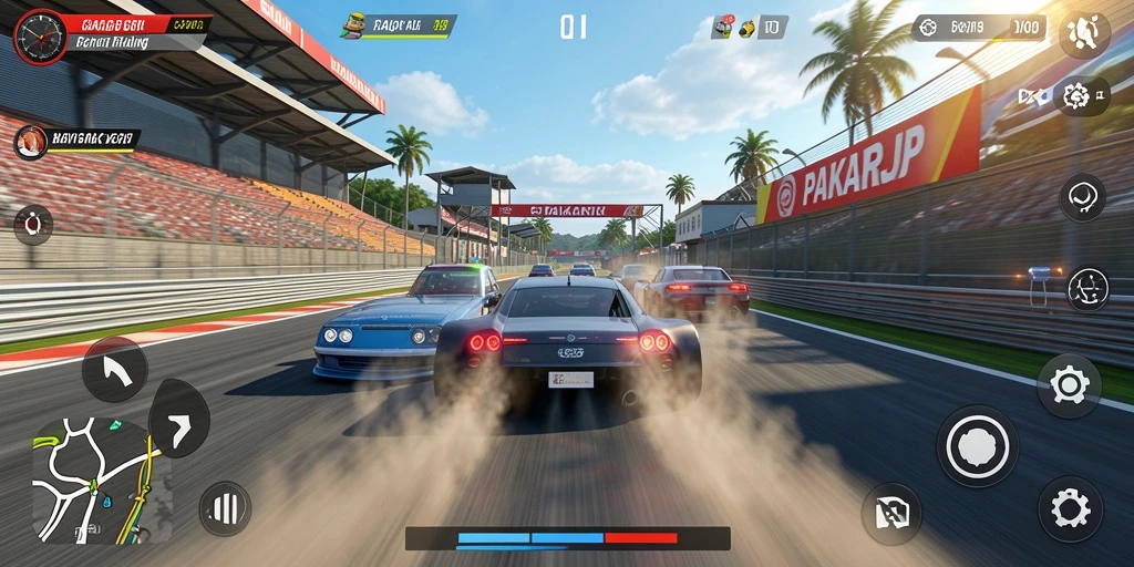 Game balap PAKARJP menampilkan aksi seru di lintasan.