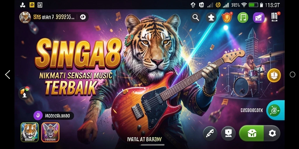 Tampilan gameplay SINGA8 dengan fitur karaoke yang menarik.