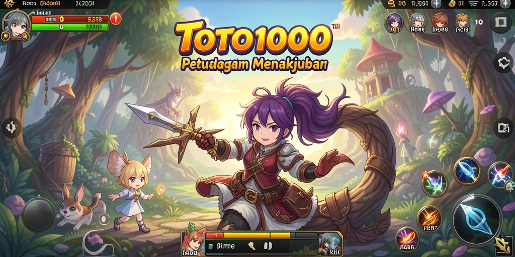 Screenshot gameplay TOTO1000 yang menampilkan aksi seru karakter Anime.