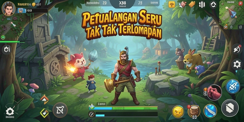 Screenshot gameplay X88 menampilkan petualangan mendebarkan di dunia yang luas.